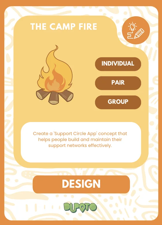 The Campfire challenge card: Design