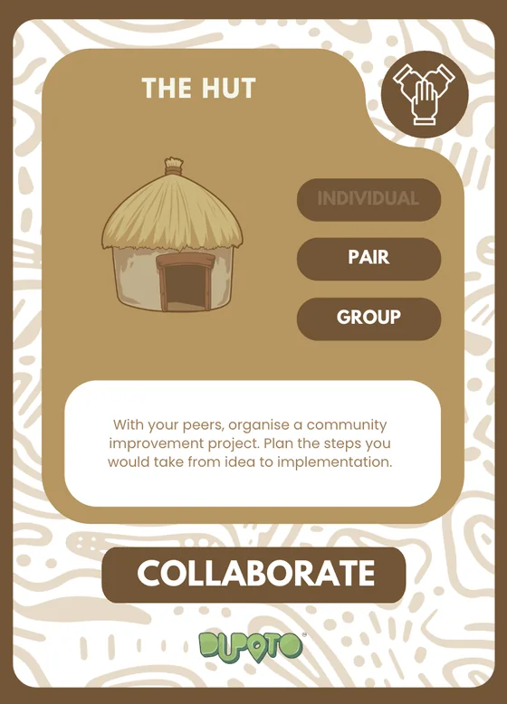The Hut challenge card: Collaborate