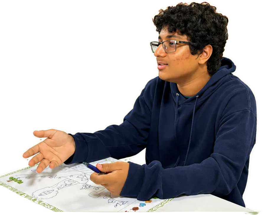 An Oakridge student talking through his Territory Map