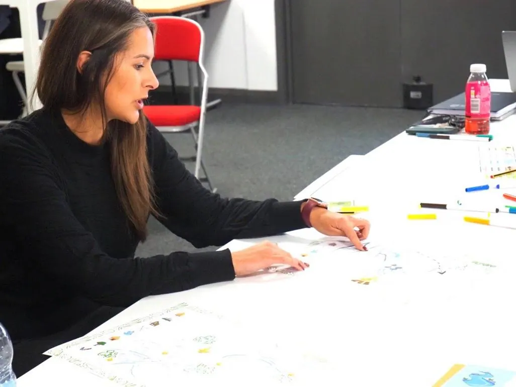 A teacher drawing her own Territory Map